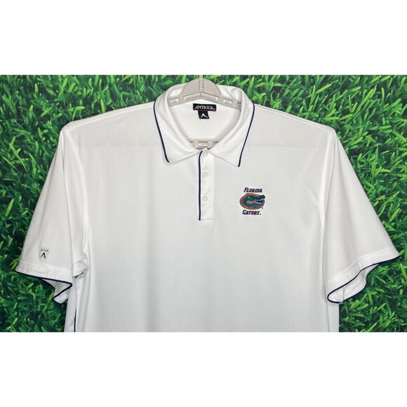Antigua Other - Florida Gators UF Short Sleeve Antigua White Stretch Polo Shirt Mens XXL